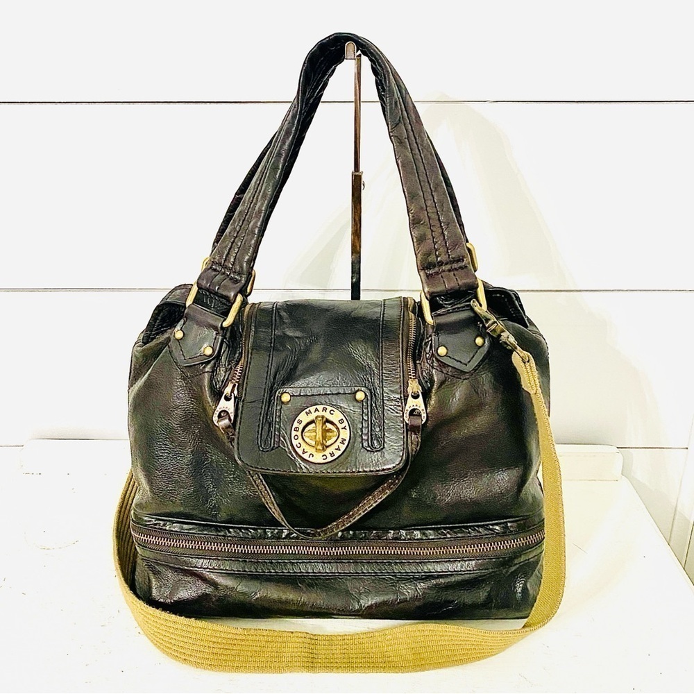 Marc by Marc Jacobs Leather Turn Lock Posh Super K Tote Satchel Handbag Purse